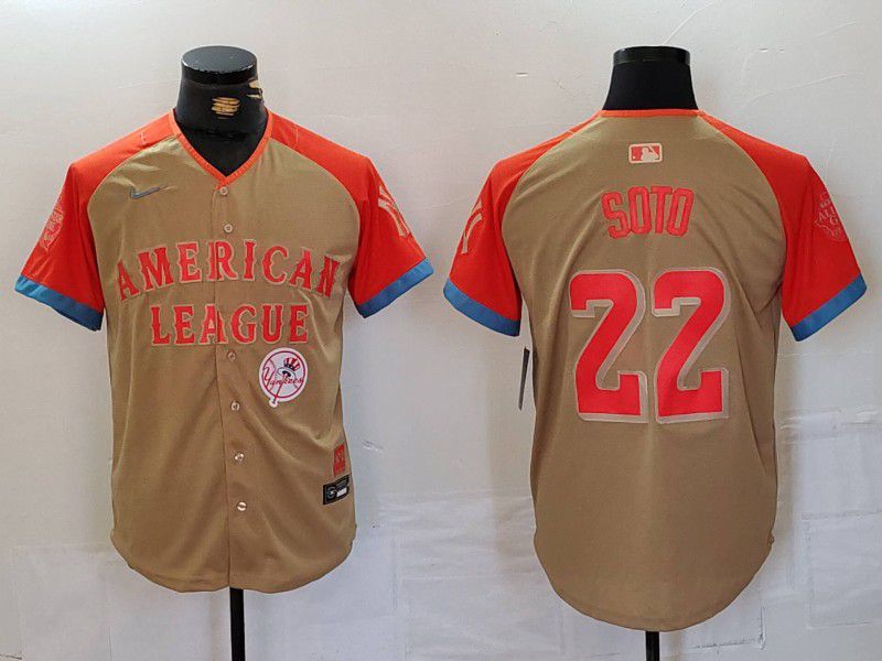 Men New York Yankees #22 Soto Orange All star 2024 Nike MLB Jersey style 5